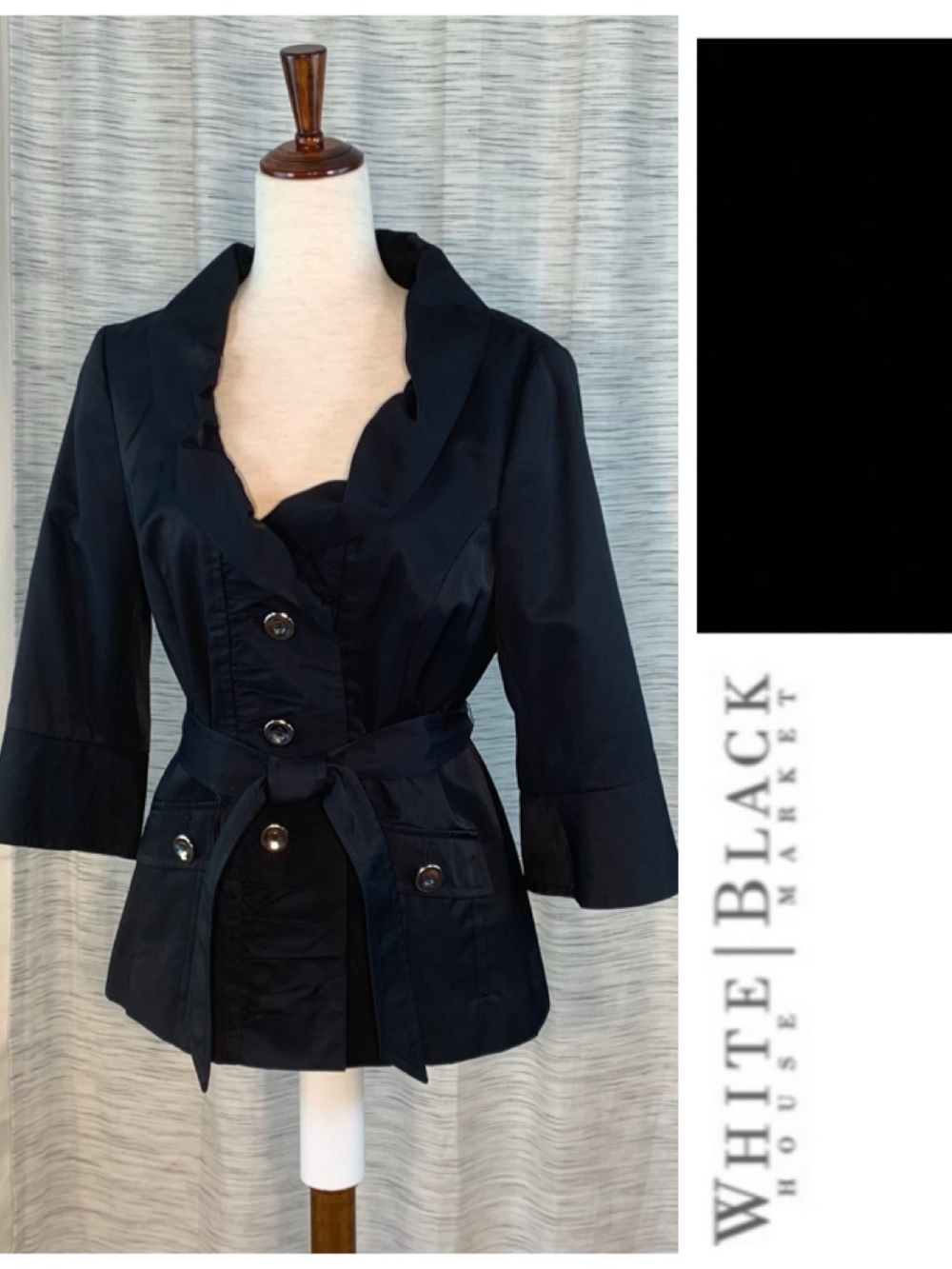 White House Black Market Black Trench Coat